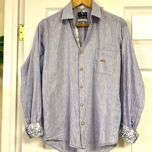 DARIO BELTRAN blue Contrast Casual button down shirt men’s size Small cotton